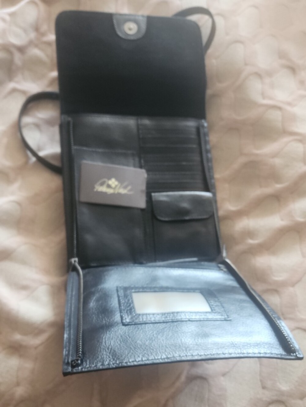 NWT Patricia Nash Black Tooled Leather Crossbody with Silver Clasp - Picture 2 of 4